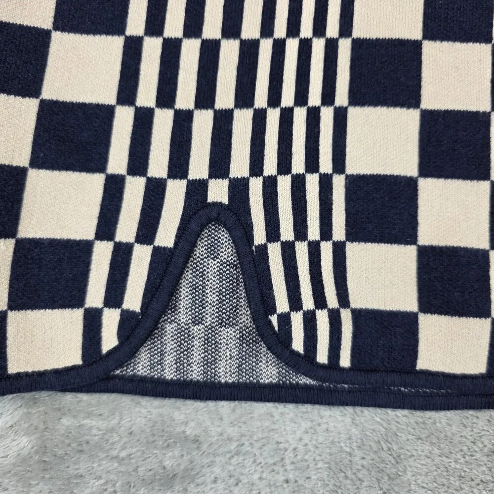Urban Outfitters Skirt Womens Small Blue Check Knit Mini Elastic Waist Slit